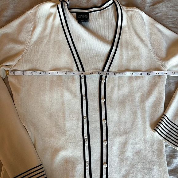 George Stretch Cream/Black Striped Two Piece Tank/Cardigan- M - Picture 7 of 8